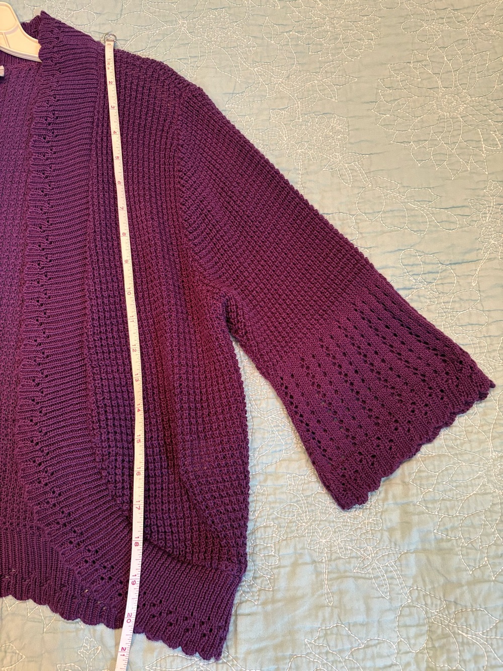 Deep Purple Open-Front Knit Shrug Sweater by NY Collection - Picture 4 of 4